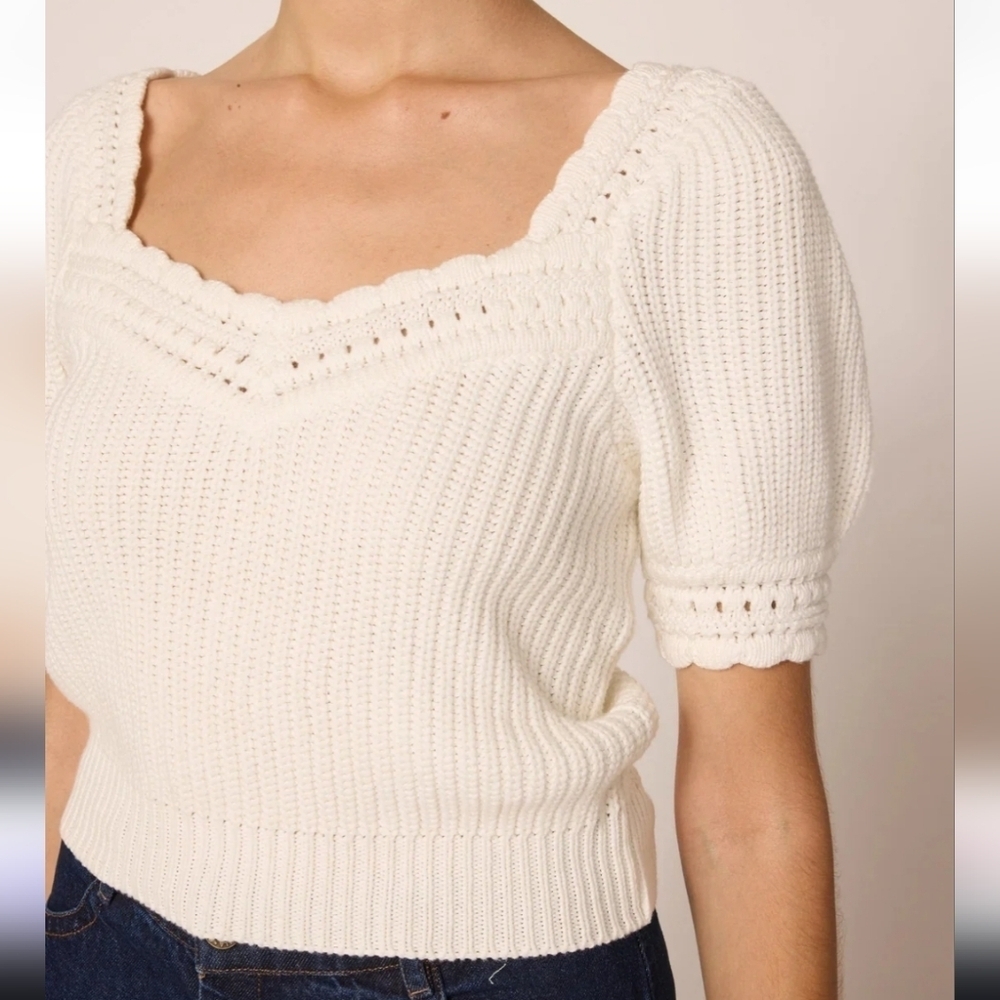 NWT! Cleobella, Rowan Sweater Top, Ivory, MSRP $198.00 - Picture 3 of 11